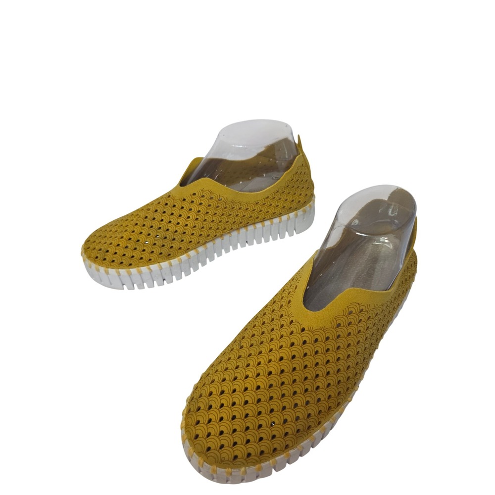 Ilse Jacobsen Tulip 139 Mustard Yellow Perforated Slip On Sneakers Womens 39